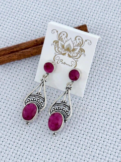 Brinco em prata 925 com rubi (35/25B900199)