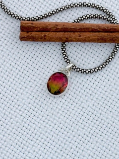 PINGENTE EM PRATA 925 COM TURMALINA MELANCIA (35/60P560169)