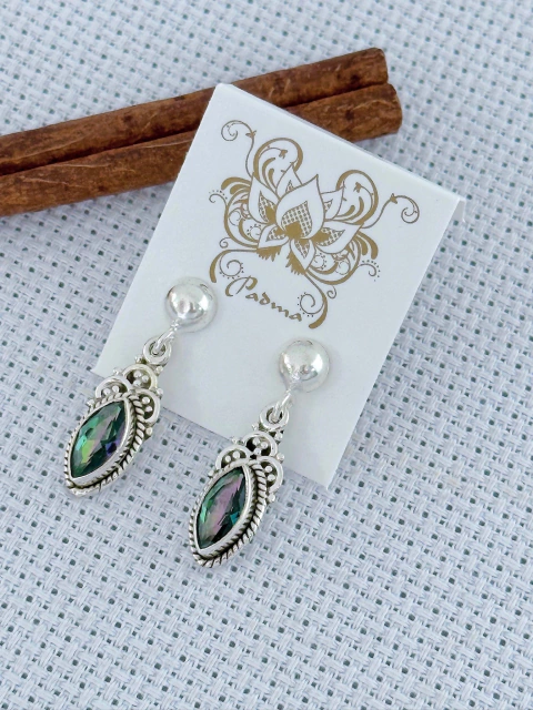 Brinco Em Prata 925 Com Topázio Místico (1/45B640149)