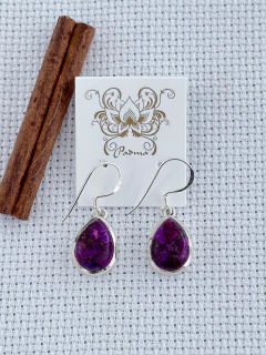 BRINCO EM PRATA 925 COM TURQUESA OYSTER ROXA (70/28B990219) na internet