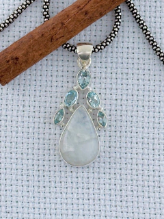 PINGENTE EM PRATA 925 COM PEDRA DA LUA e Topázio Azul (55/17P1480329) - comprar online