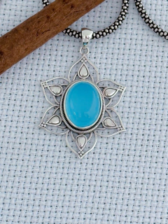 PINGENTE EM PRATA 925 COM CALCEDÔNIA (35/05P1020229) - comprar online