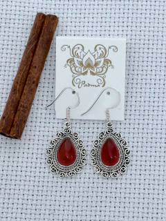 Brinco Em Prata 925 Com Ágata Vermelha (cornalina) (70/04B1250279) na internet