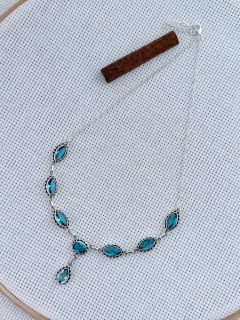 Colar em Prata 925 com Topázio Azul (90/27C2300729) - Padma Joias Em Prata 925