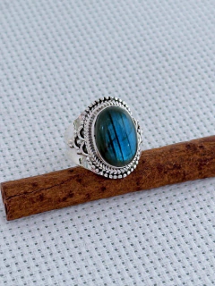 ANEL EM PRATA 925 COM LABRADORITA (35/09A910199) na internet