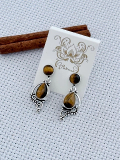 BRINCO EM PRATA 925 COM OLHO DE TIGRE (35/15B700159)