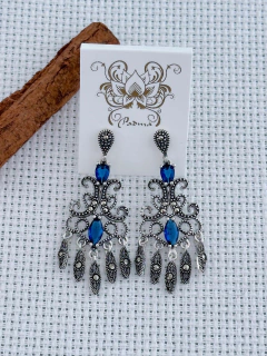 Brinco Em Prata 925 Com Marcassita e Safira Fusion (53/14B1480329) - comprar online
