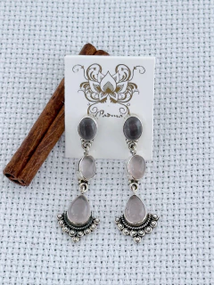 BRINCO EM PRATA 925 COM QUARTZO ROSA (93/21B1230279) - comprar online