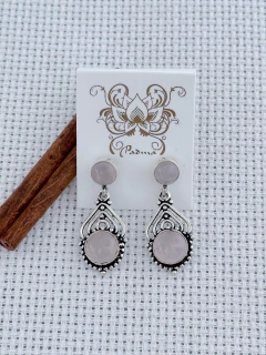 BRINCO EM PRATA 925 COM QUARTZO ROSA (53/21B760179) - comprar online