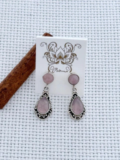 BRINCO EM PRATA 925 COM QUARTZO ROSA (80/21B1060239) - comprar online