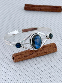 Bracelete Em Prata 925 com Labradorita (54/14U3480769) - Padma Joias Em Prata 925