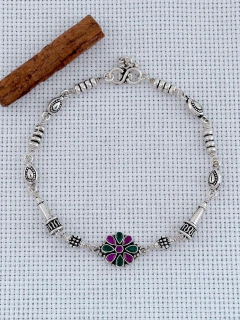 Tornozeleira EM PRATA 925 COM RUBI e Esmeralda (53/25T2800619) - comprar online