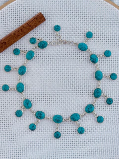 TORNOZELEIRA EM PRATA 925 COM TURQUESA (35/28U2250499) - comprar online