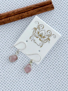 BRINCO EM PRATA 925 COM QUARTZO ROSA Bruto (39/21B440109)