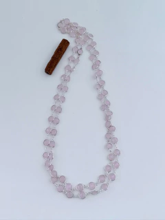 Colar em prata 925 com quartzo rosa (35/21U73101609) - Padma Joias Em Prata 925