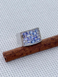 Anel em Prata 925 com Tanzanita e Zircônia (1/10A3110689) - Padma Joias Em Prata 925