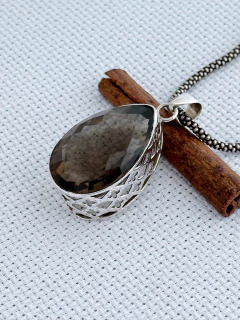 Pingente EM PRATA 925 COM Quartzo Fumê (1/21P2650589) - Padma Joias Em Prata 925