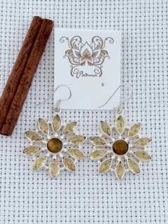 BRINCO EM PRATA 925 COM CITRINO E OLHO DE TIGRE (35/15B2450539) na internet