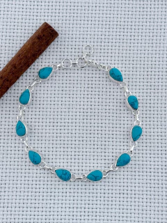 PULSEIRA EM PRATA 925 COM TURQUESA (53/28U1760389) na internet