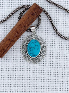 PINGENTE EM PRATA 925 COM TURQUESA (35/28P690159) na internet