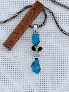 Pingente em Prata 925 com Apatita, Topázio Azul e Safira (35/10P980219) na internet