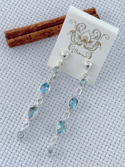 Brinco Em Prata 925 Com Topázio Azul (40/27B1020289)