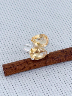 ANEL EM PRATA 925 COM CITRINO (53/10A1780399) - Padma Joias Em Prata 925