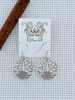 BRINCO EM PRATA 925 COM QUARTZO ROSA (35/21B700159) - comprar online