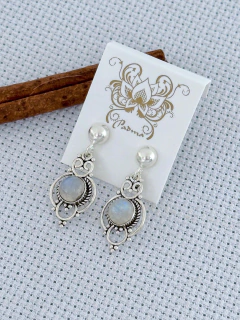 BRINCO EM PRATA 925 COM PEDRA DA LUA (1/17B590129)