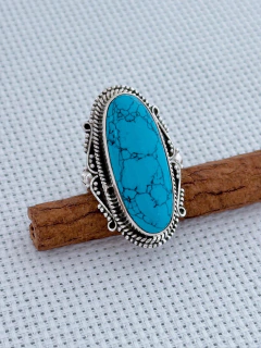 Anel Em Prata 925 Com Turquesa (35/28A1430319) na internet
