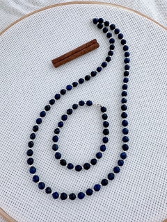 Conjunto Colar e Pulseira Lápis Lazúli com detalhes em prata 925 (50/11P680339) - comprar online