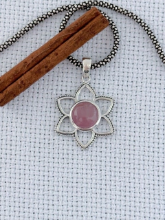 PINGENTE EM PRATA 925 COM QUARTZO ROSA (40/21P640179) - comprar online