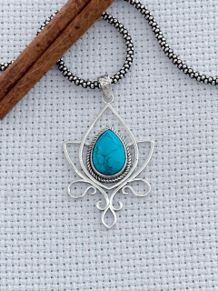 PINGENTE EM PRATA 925 COM TURQUESA (53/28P680179) - comprar online