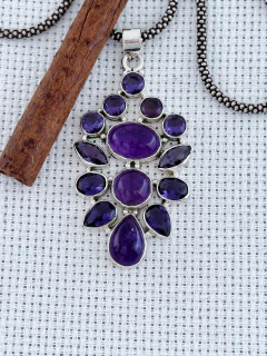 Pingente Em Prata 925 Com Ametista e Ametista Facetada (35/2P2640589) na internet