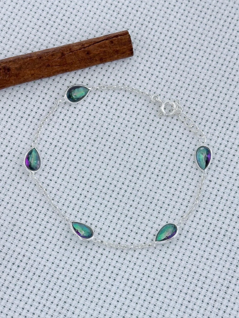 Pulseira Em Prata 925 Com Topázio Místico (35/45U640139)