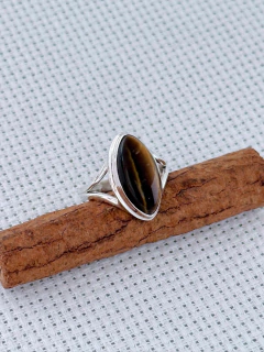 Anel Em Prata 925 Com Olho De Tigre (35/15A540119) - Padma Joias Em Prata 925