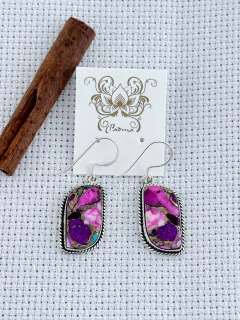 BRINCO EM PRATA 925 COM TURQUESA OYSTER roxa (70/28B1630359) na internet