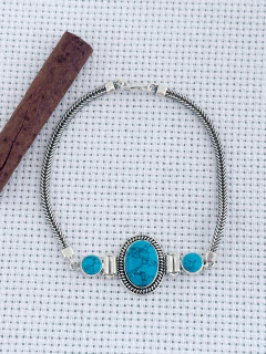 PULSEIRA EM PRATA 925 COM TURQUESA (53/28U1440319) na internet