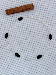 Tornozeleira em Prata 925 e Ônix (53/10C680149) na internet