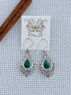 BRINCO EM PRATA 925 COM MALAQUITA (35/13B42099) - comprar online