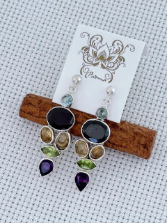 Brinco Em Prata 925 Com Água Marinha, Ametista, Citrino, Granada, e Peridoto (35/27B2310509) - comprar online