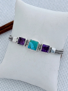 PULSEIRA EM PRATA 925 COM AMETISTA e Turquesa (94/02U3600869) - comprar online