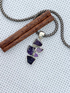 Pingente Em Prata 925 Com Ametista bruta e Ametista Facetada (70/2P8503189) - comprar online