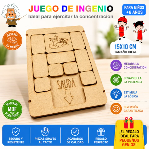 Juego De Ingenio Didáctico Trabado Mdf Fibrofácil Niños