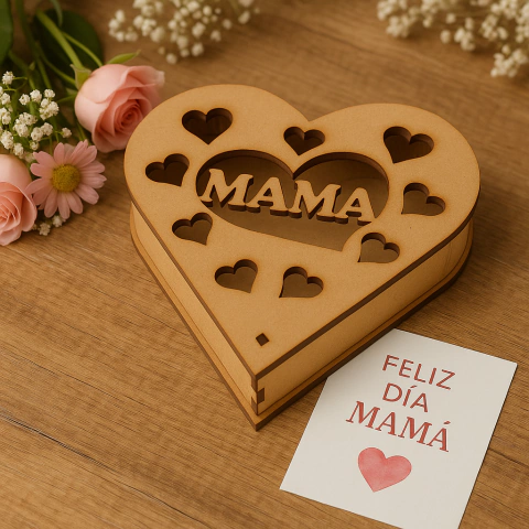 caja bombonera corazon con frase MAMA - comprar online