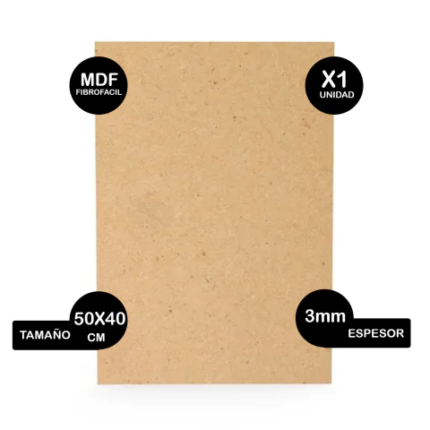Base Rectangular 50x40cm en Fibrofacil de 3mm