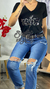 Remera algodón peinado premium, rock lentejuelas