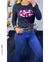 Remera básica , algodón peinado línea premium, aplique boca estrellas lentejuelas, manga larga en internet