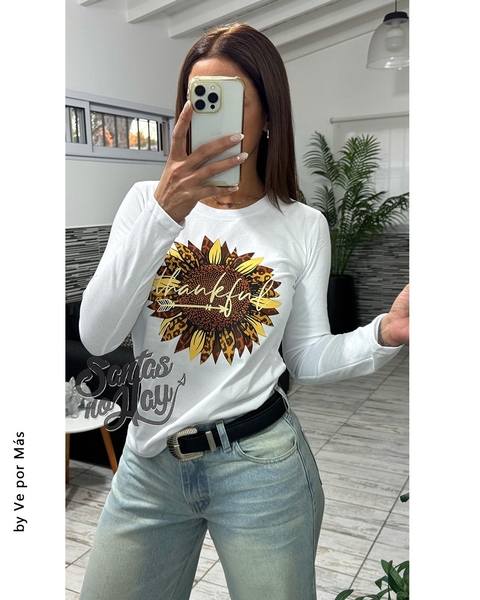 Básica, algodón peinado premium ,estampa thank xtalle +colores - comprar online