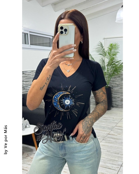 Remera en algodón peinado premium, estampa luna sol +colores xtalles - comprar online